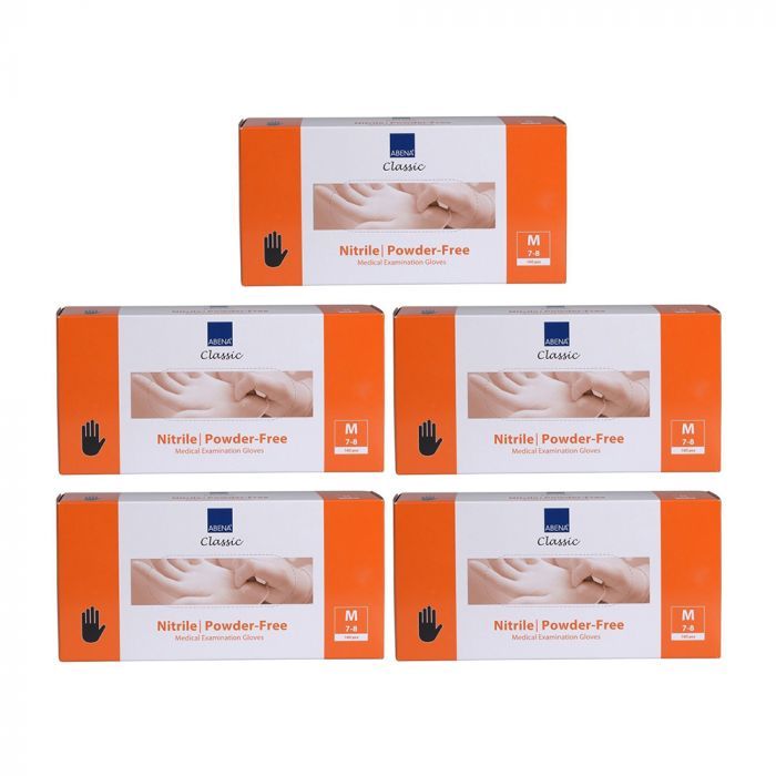 5x Abena Nitril Handschuhe Classic puderfrei Größe M schwarz 100St main product photo
