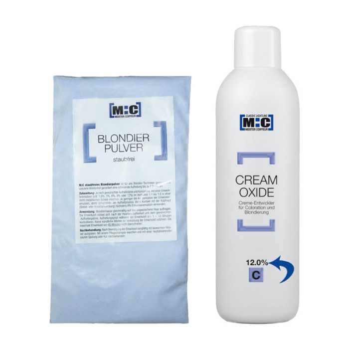 M:C Blondierungspulver in Tüte Blau 500gr + Creme-Entwickler 12.0% 1000ml main product photo