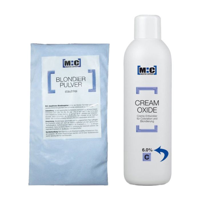 M:C Blondierungspulver in Tüte Blau 500gr + Creme-Entwickler 6.0% 1000ml main product photo