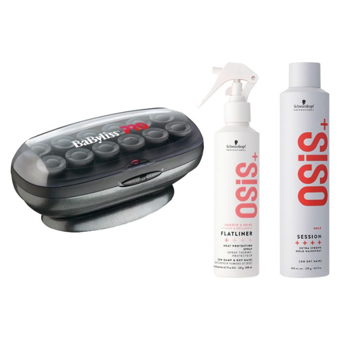 Babyliss PRO Curl Set 12 Lockenwickler + Schwarzkopf OSiS+ Flatliner 200ml + OSiS+ Session Hairspray 500ml main product photo