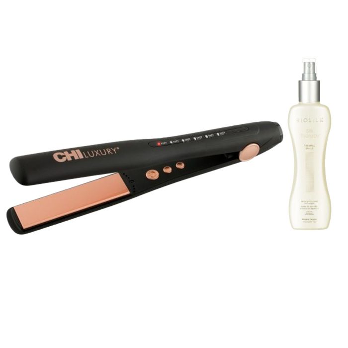 CHI Luxury 1 inch Glätteisen + Biosilk Silk Therapy Thermal Shield 207ml main product photo