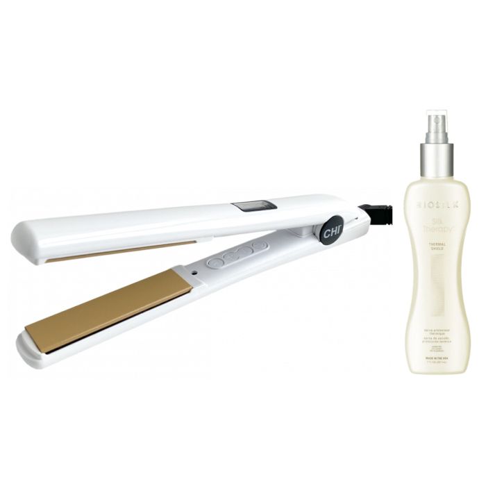 CHI Glätteisen G2 The White Edition + Biosilk Silk Therapy Thermal Shield 207ml main product photo