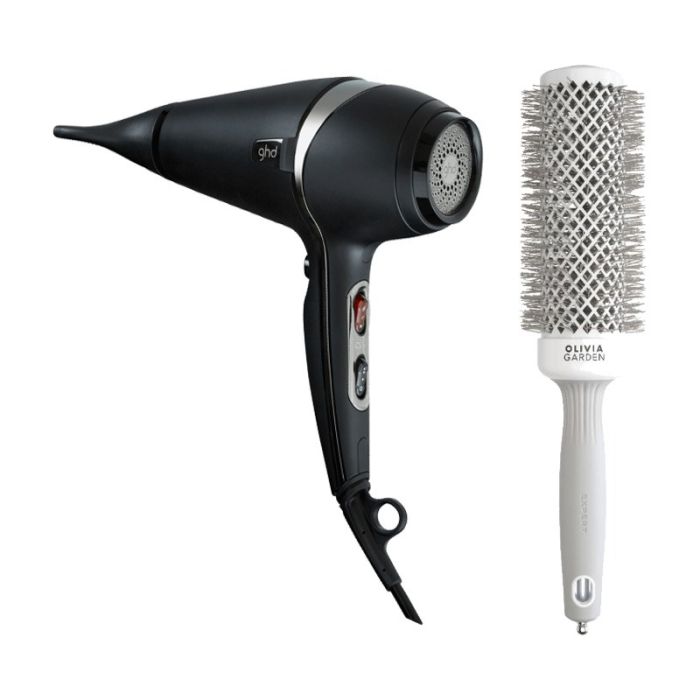 ghd Air Hair dryer black + Olivia Garden Expert Blowout Speed Wavy Wit/Grijs 45mm main product photo