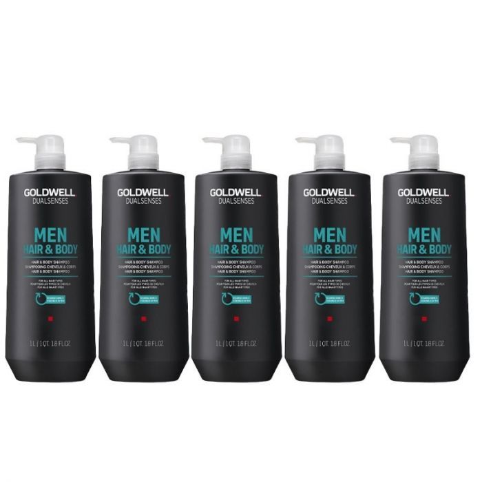 5x Goldwell Dualsenses for Men Hair & Body Shampoo 1000ml main product photo