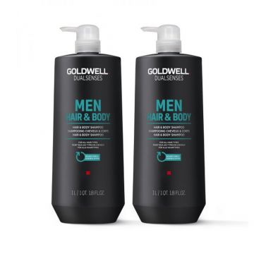 2x Goldwell Dualsenses for Men Hair & Body Shampoo 1000ml