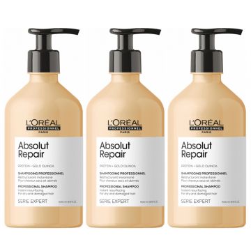 3x L'Oréal Serie Expert Absolut Repair Gold Shampoo 500ml