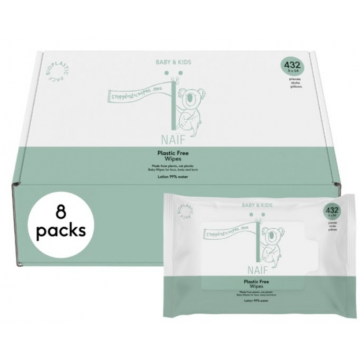 Naïf Baby & Kids Plastic Free Baby Wipes Box 8x54st