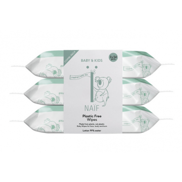 Naïf Baby & Kids Plastic Free Baby Wipes 3x54st